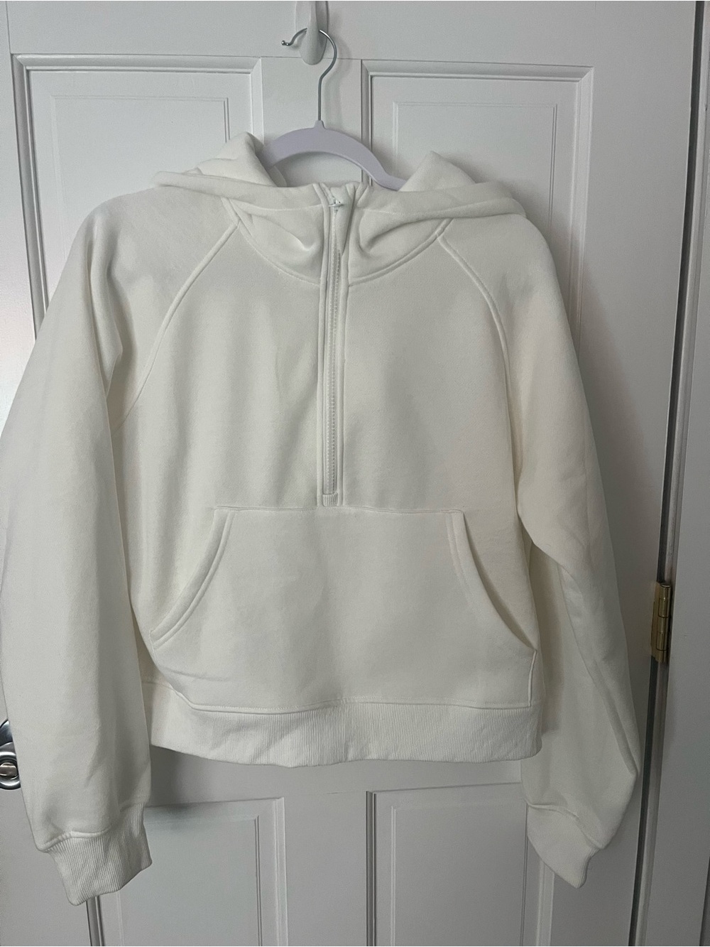 Ivory Half-Zip Hooded Pullover